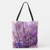 赤い芽の水色の暗い枝 トートバッグ (裏面)