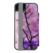 赤い芽の水色の暗い枝 INCIPIO iPhoneウォレットケース (フォリオ裏面)
