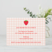 赤い苺のギンガムチェック 招待状 (スタンド正面)