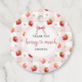 赤い苺のピンクの格子模様で ベリーマッチに感謝です フェイバータグ (正面)