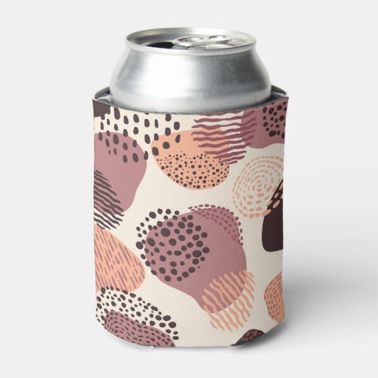 赤い茶色オーガニック、抽象芸術シェイプ。 缶クーラー (缶正面)