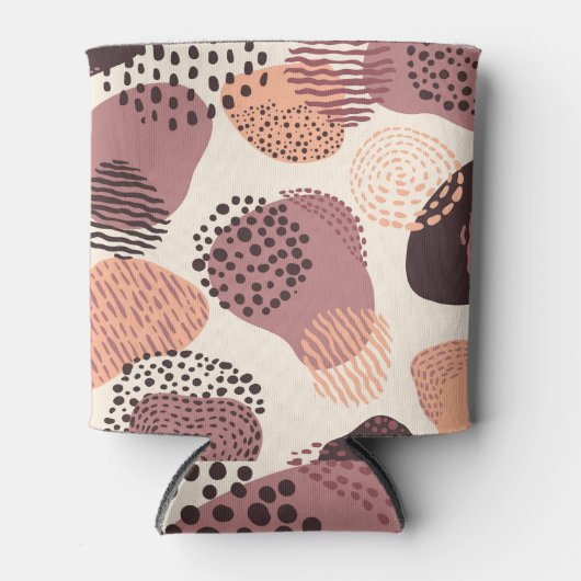 赤い茶色オーガニック、抽象芸術シェイプ。 缶クーラー (正面)