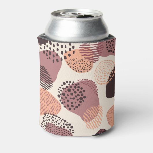 赤い茶色オーガニック、抽象芸術シェイプ。 缶クーラー (缶裏面)