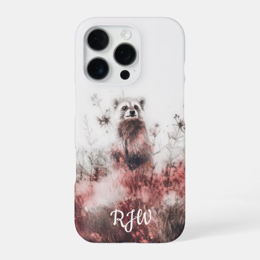 赤い草原のアライグマ iPhoneケース (裏面)