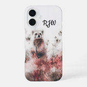 赤い草原のアライグマ iPhone 16ケース (裏面)
