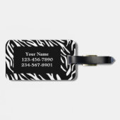 赤い荷物のラベルが付いているモノグラムのシマウマのストライプ ラゲッジタグ (裏面横)