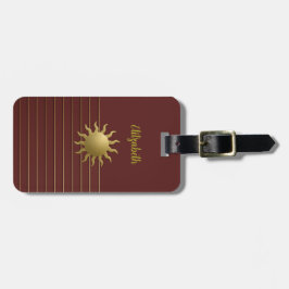 赤い荷物札に輝く黄金の太陽 ラゲッジタグ