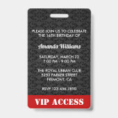 赤い菓子16の誕生日のパーティの招待状IDカード バッジ (裏面)