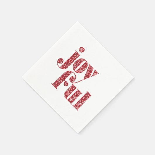 赤い華美うれしそうなタイポグラフィクリスマス/休日 スタンダードカクテルナプキン (角)