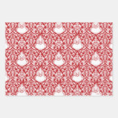 赤い華美グラインチパターン ラッピングペーパーシート (正面3)