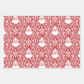 赤い華美グラインチパターン ラッピングペーパーシート (正面2)