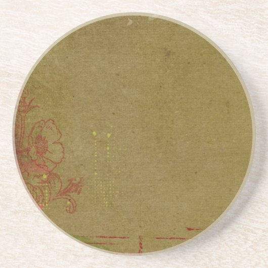 赤い落書きのグランジーフローラ コースター (正面)