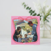 赤い落書きの弓フレーム ピンクのカスタム写真 シーズンカード (スタンド正面)