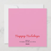 赤い落書きの弓フレーム ピンクのカスタム写真 シーズンカード (裏面)