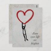 赤い落書きハート浮き上がりステッキ体愛 ポストカード (正面/裏面)