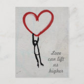 赤い落書きハート浮き上がりステッキ体愛 ポストカード (正面)