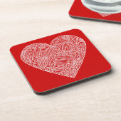 赤い落書きハート コースター (左側)