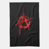 赤い落書き無政府状態の記号 キッチンタオル (縦)