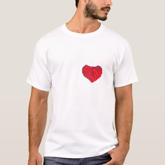 赤い葉のハート Tシャツ (正面)