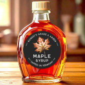 赤い葉のメープルシロップ缶ラベル ラウンドシール