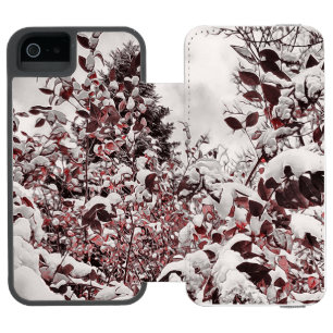 赤い葉の新しい雪 iPhone SE/5/5sウォレットケース