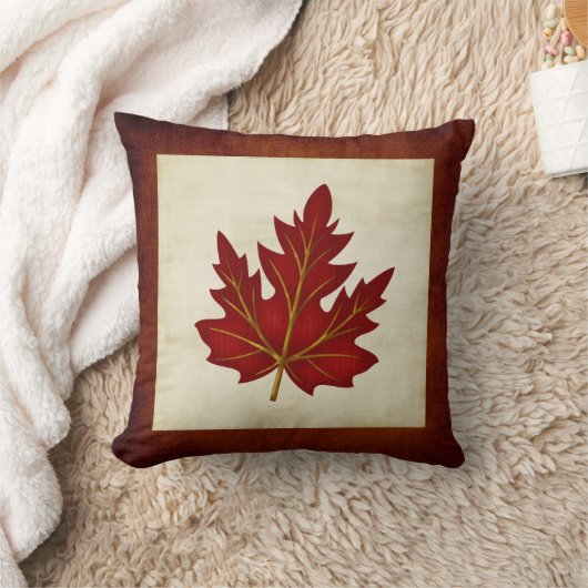 赤い葉の秋季のテーマの枕 クッション (ブランケット)