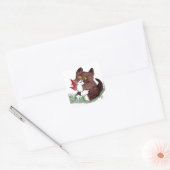 赤い葉を見つけると子猫は言う。澄絵 スクエアシール (封筒)