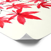 赤い葉メジの水絵画色 ポスター (角)