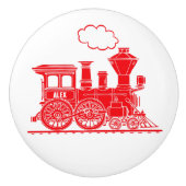 赤い蒸気の列車のカスタムな芸術のドアノブ セラミックノブ (正面)