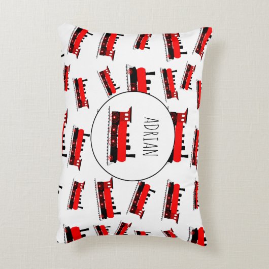 赤い蒸気列車のパタカスタマイズーン名 アクセントクッション (裏面(縦))