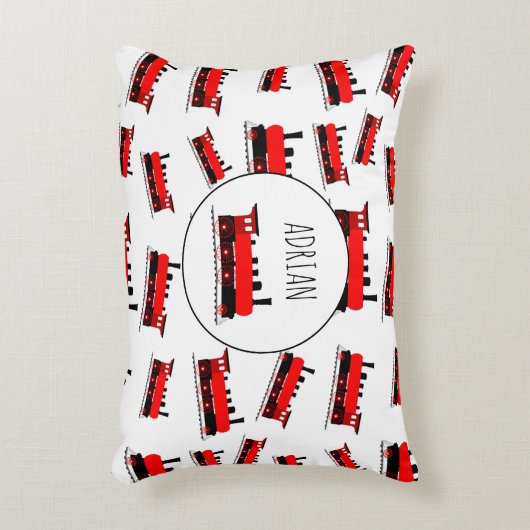 赤い蒸気列車のパタカスタマイズーン名 アクセントクッション (正面(垂直))