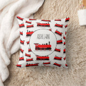 赤い蒸気列車のパタカスタマイズーン名 クッション (ブランケット)