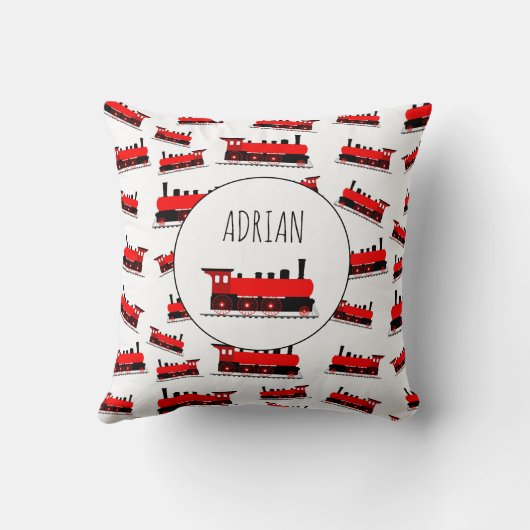 赤い蒸気列車のパタカスタマイズーン名 クッション (裏面)