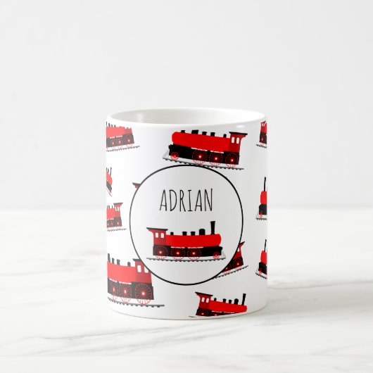 赤い蒸気列車のパタカスタマイズーン名 コーヒーマグカップ (中央)