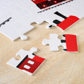 赤い蒸気列車パターン ジグソーパズル (側面)