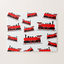 赤い蒸気列車パターン ジグソーパズル