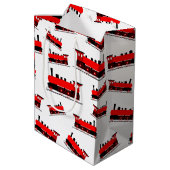 赤い蒸気列車パターン ミディアムペーパーバッグ (裏面アングル)