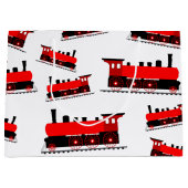 赤い蒸気列車パターン ラージペーパーバッグ (正面)