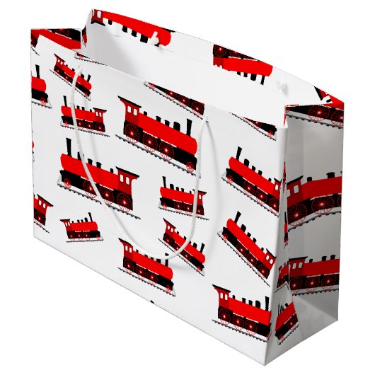 赤い蒸気列車パターン ラージペーパーバッグ (裏面アングル)