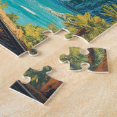 赤い蒸気機関車のお土産:スイスアルプスヴィンテージ ジグソーパズル (側面)