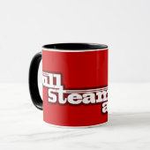 赤い蒸気機関車のマグに向かって完全な蒸気 マグカップ (正面左)