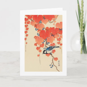 赤い蔦に鳥, 古邨 Bird on Red Ivy, Koson, Ukiyo-e カード