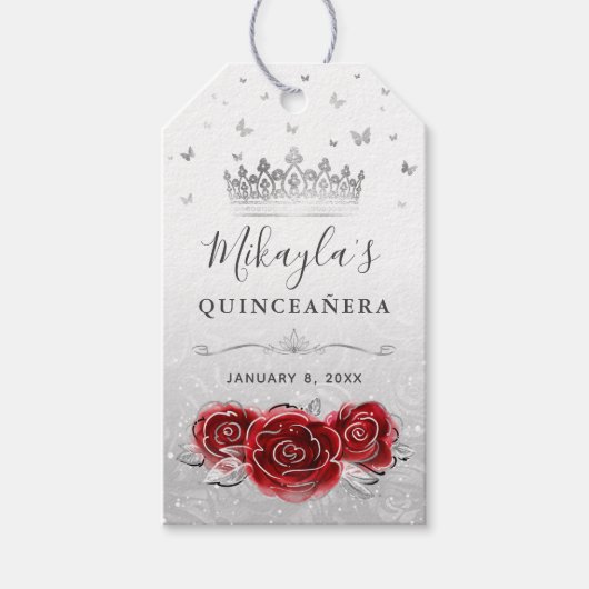 赤い薔薇と銀の王冠 感謝の気持ちです ギフトタグ (正面)