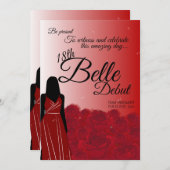 赤い薔薇のベル 18歳の誕生日デビュー招待状 招待状 (正面/裏面)