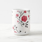 赤い薔薇の柄 コーヒーマグカップ (中央)