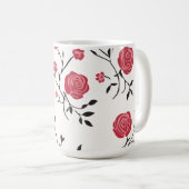 赤い薔薇の柄 コーヒーマグカップ (正面右)