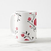 赤い薔薇の柄 コーヒーマグカップ (正面左)