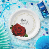 赤い薔薇 ゴールド ジオメトリック グラムな花嫁のシャワー ペーパープレート (パーティー)