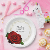 赤い薔薇 ゴールド ジオメトリック グラムな花嫁のシャワー ペーパープレート (パーティー)