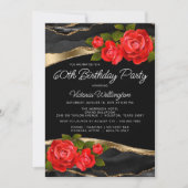 赤い薔薇 黒い金 どんな数字の誕生日でも 招待状 (正面)